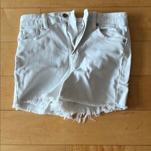 Distressed White Jean Shorts with Frayed Hem